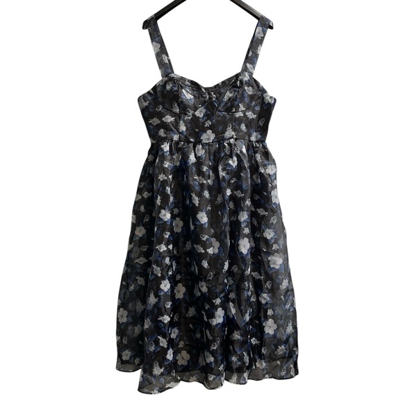 Lulus Dresses & Skirts - Lulus Dress Black Floral Organza Bustier Midi Size XXL Event Gala Wedding Guest